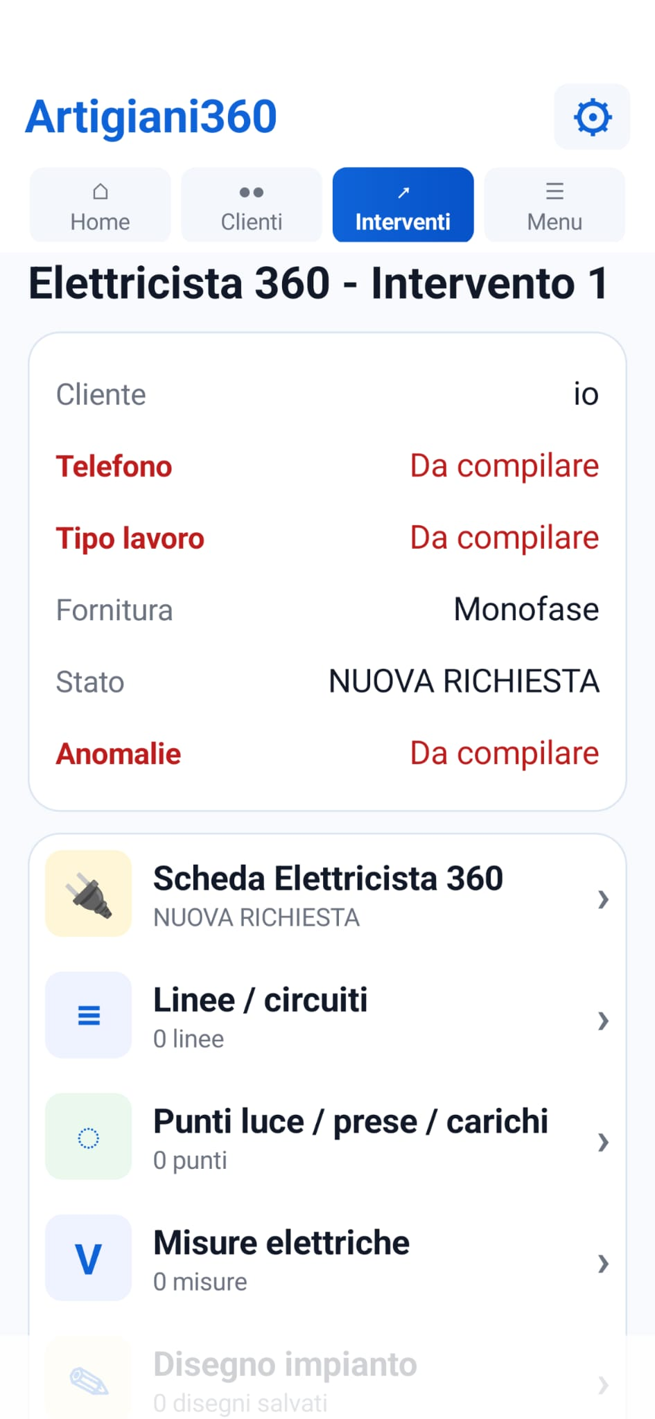 Schermata Elettricista 360
