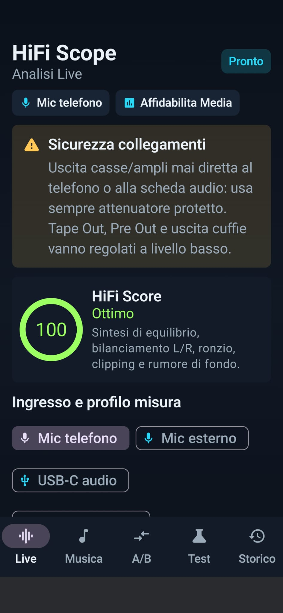 Schermata HiFi Scope