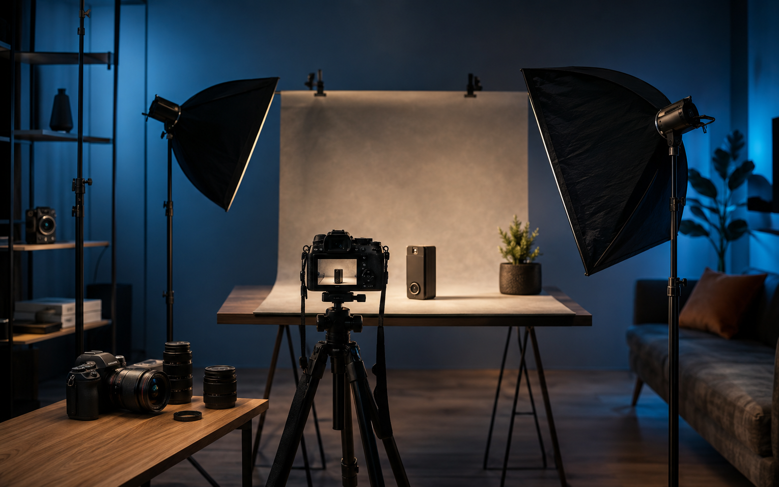 Set professionale per un servizio fotografico su richiesta